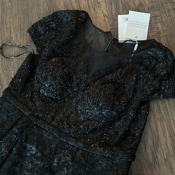 NWT Mac Duggal 20405 EMBELLISHED FLORAL CAP SLEEVE A LINE GOWN - size 16 - Picture 8 of 10